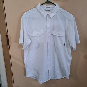 Columbia Shirt Men Medium Black Button Up Vented Mesh 2 Pockets